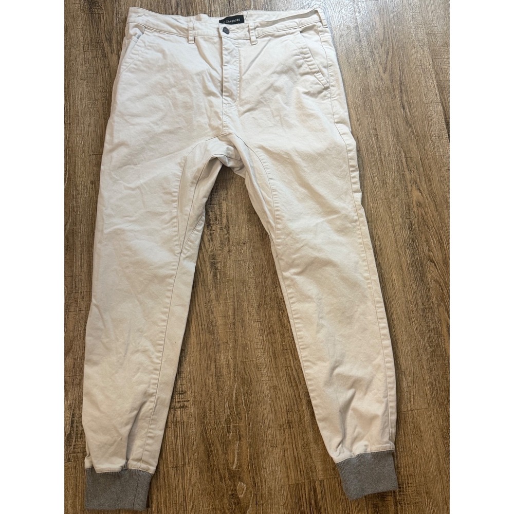 Zanerobe Sureshot Jogger Pants Mens 34 Sand Beige Chino Tapered Cuffs Streetwear